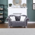 thumbnail image 3 of Morden Fort Luxury Classic America Chesterfield Tufted Camel Back Armchair Living Room Loveseat, Sofa 2 PCS, Grey, 3 of 6