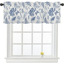 Spring Summer Blue Floral Leaf Curtain Valances for Windows Watercolor Leaves Kitchen Curtains 54x18 Inch Short Farmhouse Rod Pocket Window Treatment Valance 1 Panel for Living Room Bedroom Decor