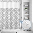 thumbnail image 4 of No Hook Shower Curtain with Built-in Rings - Light Grey White Geometric Washable Waterproof Fabric Bathroom Curtains for Hotel,Rentals, Stall 48 X 72 Inch , Minimalist Morocco Pattern, 4 of 9