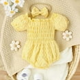 thumbnail image 4 of Elainilye Fashion Baby Girls Summer Rompers Dress Princess Dress Puff Sleeve Jumpsuit Headband Two-piece Set Sizes Newborn-18M, 4 of 9
