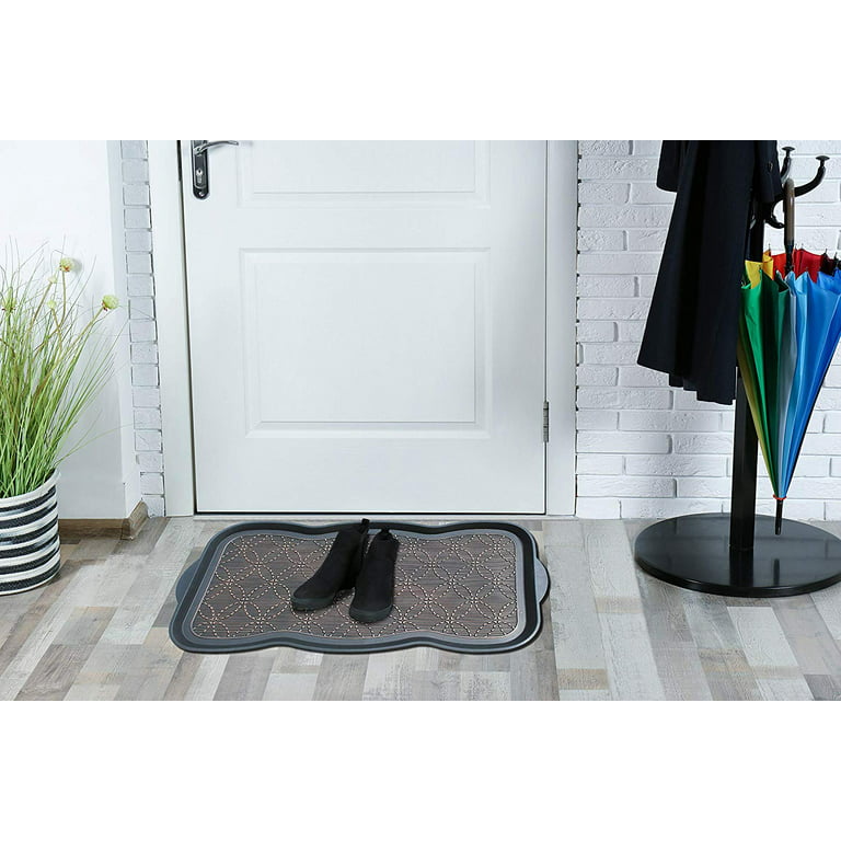 A1 Home Collections A1hc Heavy Duty Flexible Black/Copper 16 in. x 31 in. Rubber Multi-Purpose for Shoes, Garden, Entryway, Boot Tray Mat