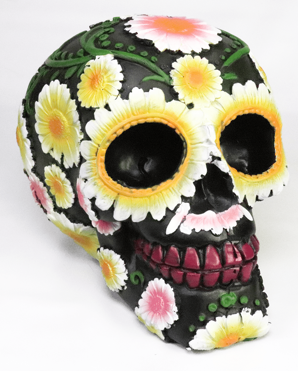 Day Of The Dead Skull Head With Daisy Floral Motif Gothic Schdel Ornament Gift 