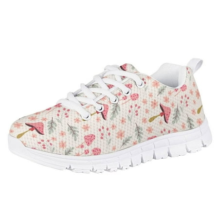 

Pzuqiu Mushroom Cute Shoes for Kids Girls Size 4 Lightweight Mesh Running Athletic Sneakers Comfortable Walking Sport Shoes