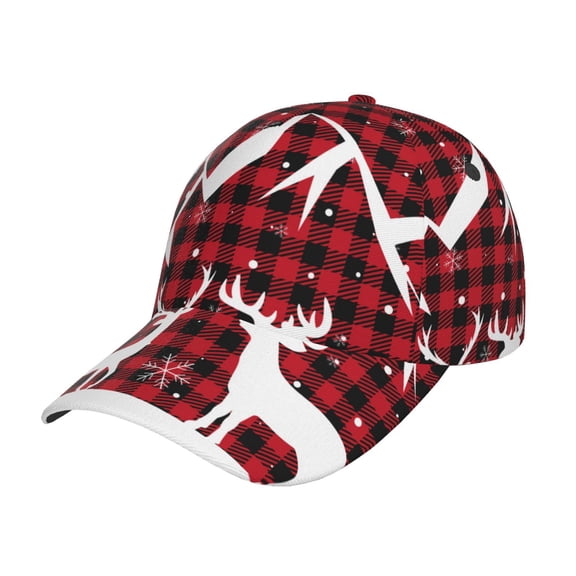 Gaeub Christmas Buffalo Plaid Print Baseball Caps,Adjustable Hat, One Size,Fashion Adjustable Dad Hats for Men/Women