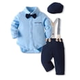 thumbnail image 4 of Lovzfmll 4-Piece Boy's Set, Polka Dot Bodysuit & Bib Pants & Hat & Bow Tie, Formal Wear for Toddler, 18-24 Months, 4 of 6