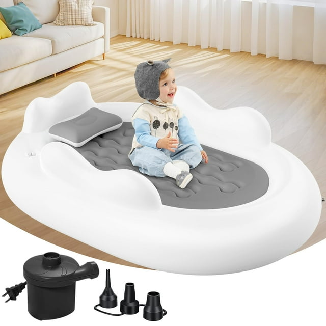 Cama Inflable de Viaje para Niños Abdtech Verde Ovalada de 152 cm con Bomba