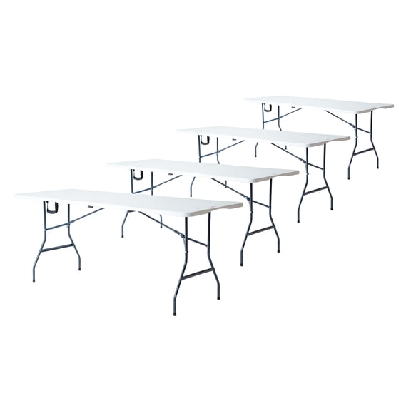 Set de 4 Mesas Plegables Blancas 1.80 metros para Exterior Tipo Portafolio