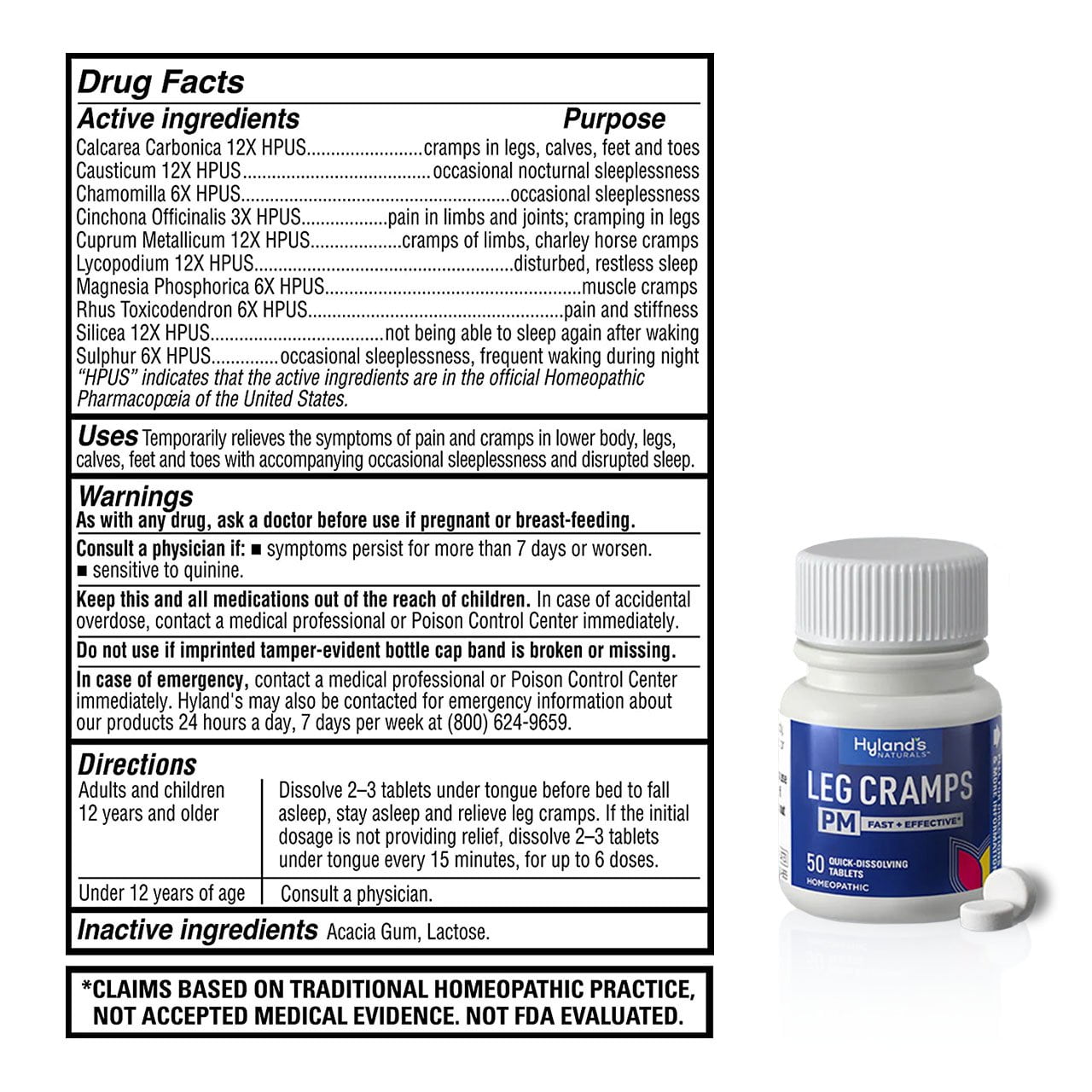 Hyland's Leg Cramps PM Tablets 50 ea Pack of 2