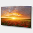 thumbnail image 1 of Designart - Poppy Field under Bright Sunset - Landscape Canvas Art Print, 1 of 2