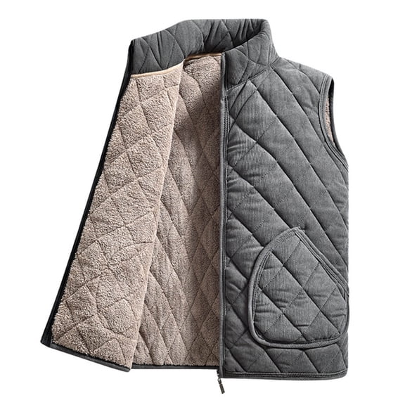 StSilkitty Fleece Vest for Men Full Zip up Sleeveless Stand Collar Vest Jacket Fall Winter Casual Warm Outerwear with Pockets
