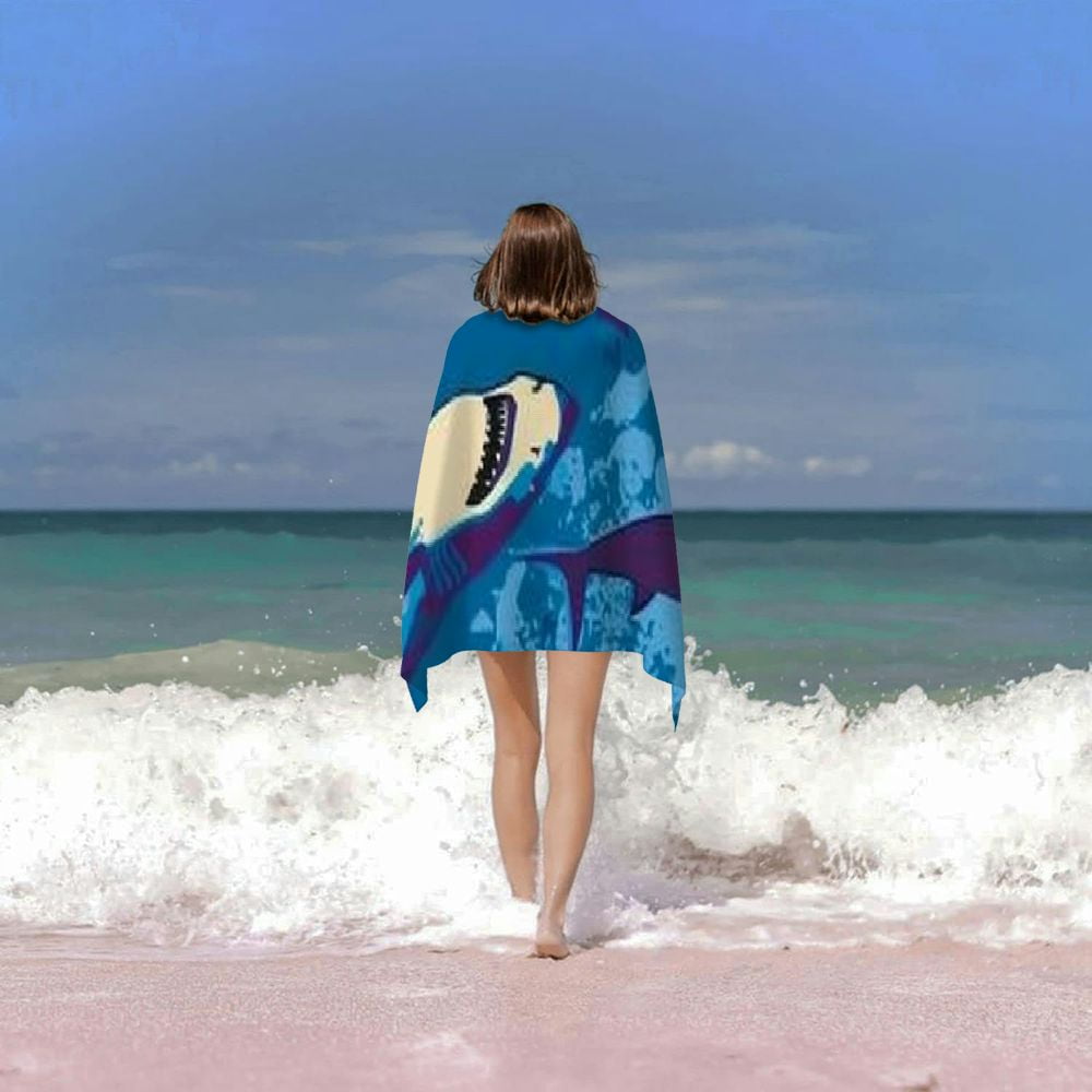 PHYHOO Shark Beach Towel for Adults Kids Large Microfiber Beach Towels Oversized Sand Free Beach Towel for Bath Travel Outdoor Pool Sport Hotel Gym and Spa Blue 30x60in