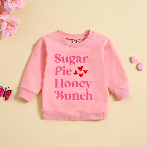 Baby Valentines Day Outfit Girl Crew Neck Sweatshirt Lover Heart Letter Print Long Sleeve Pullover Girls Sweatshirt for Boy 3-4 Years