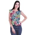 thumbnail image 1 of Moomaya Tops For Women Work Casual Printed Round Neck Ruffle Casual Crop Top, 1 of 5