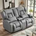thumbnail image 1 of IPKIG Loveseat Recliner Sofa, Double Manual Recliner RVs Sofa with Storage Console, Side Pockets Cup Holder, Wingback Loveseat Reclining Couch for Living Room, Bedroom, RVs, Gray, 1 of 7