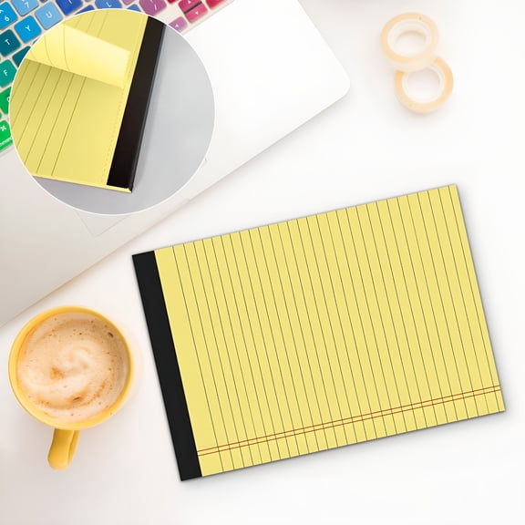 CCOCC Small Legal Pads 5x8 Inch Colored, Note Pads, Yellow Legal Pad College Ruled, Lined Paper Pads Notebook Pad, 50 Pages Per Notepad, Mini Legal Pads for Office Home Study