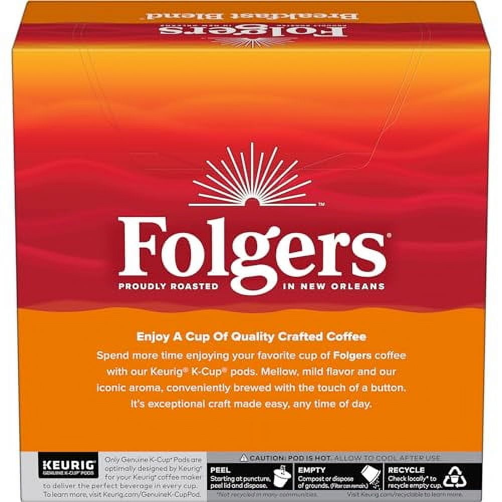 Folgers Breakfast Blend Mild Roast Coffee, 128 Keurig K-Cup Pods