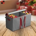 thumbnail image 2 of All-In-One Christmas Ornament, Figurines, and Accessory Storage Box, Fits 80 of 3" Holiday Ornaments; Side Pockets, Card Slot & Carry Handles Durable Nonwoven Accessory/Ornament Storage Container (Gra, 2 of 4