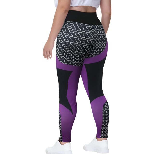 Gibobby Leggings yoga mujer Pantalones elásticos para mujer, cintura floral, mallas altas para correr, mallas informales para Yoga, Fitness, pantalo(Morado,CH)