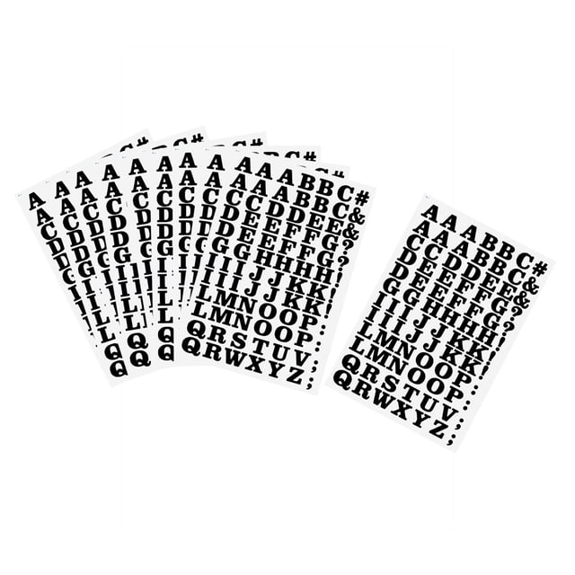 860x Transfer Patches Alphabet Flocking Washable Letters and Punction Adhesive 27x18.5cm Black