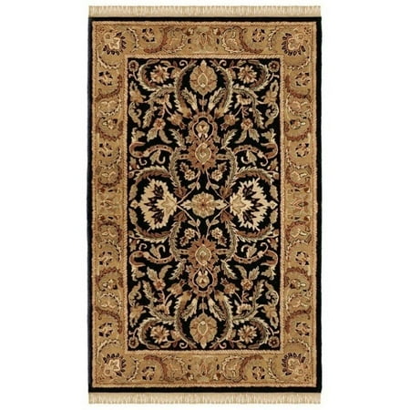 Linon Rosedown 1'10" x 2'10" Hand Tufted Wool Rug in Black