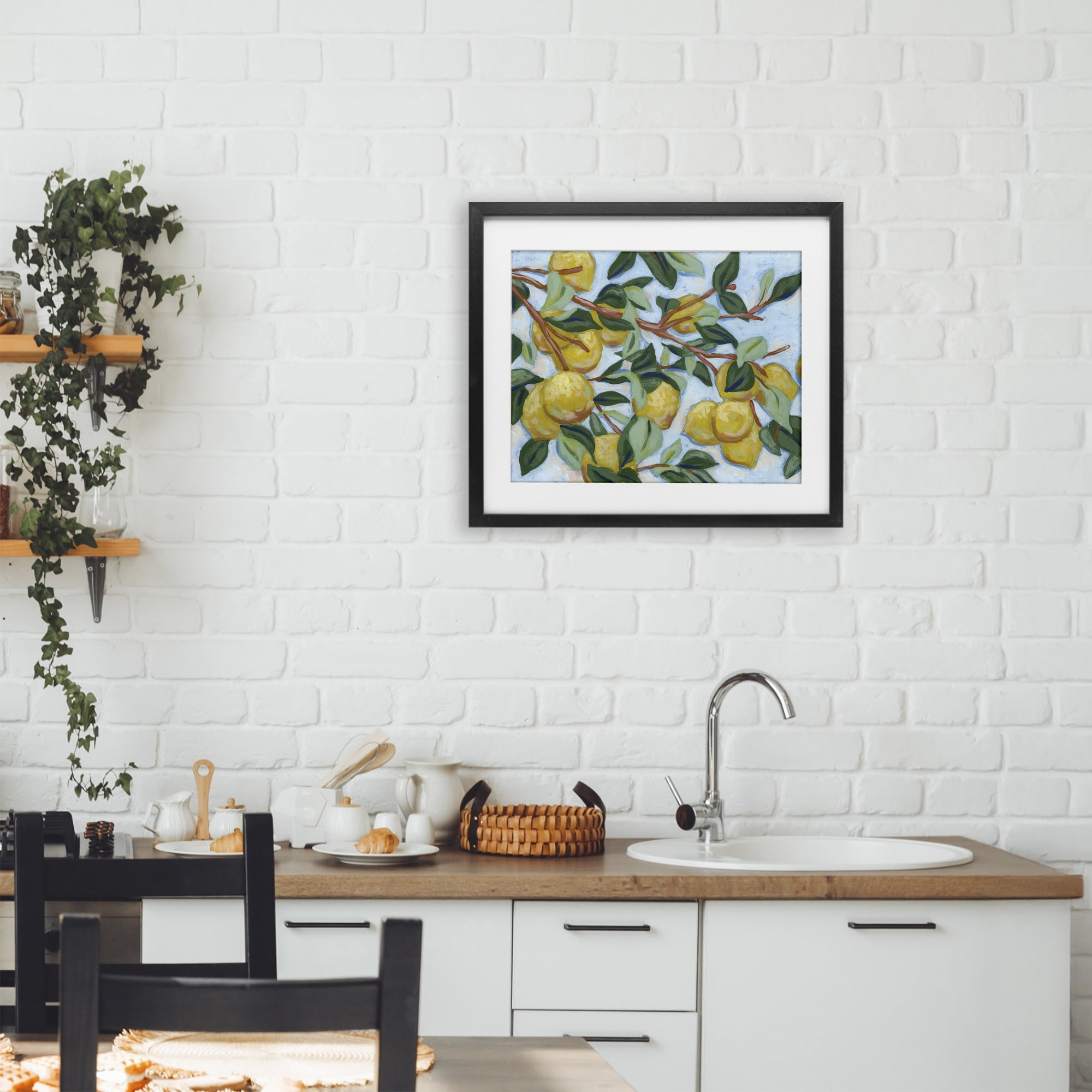 Stupell Industries Sunshine Citrus Tree Black Framed Print Under Glass, design by June Erica Vess