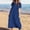 Blue, variant on Women Summer Fashion Short Sleeve Vent Round-Neck Casual Print Dress