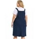 thumbnail image 5 of Women's Plus Size Overall Dresses Frayed Adjustable Strap Irregular Hem Denim Dress Navy Blue 1X, 5 of 7