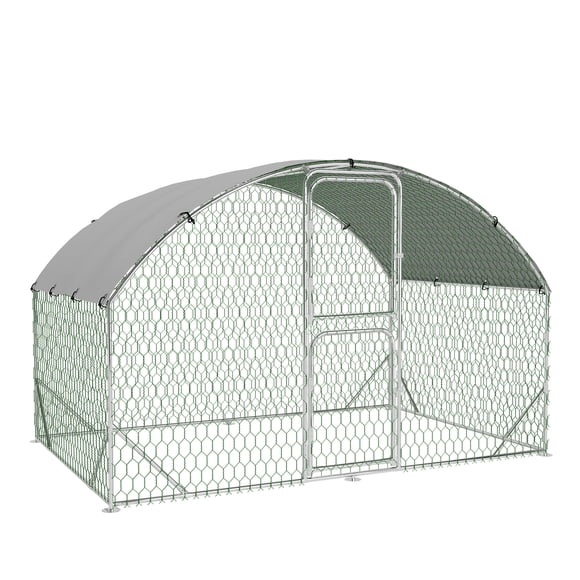 9.8x6.6ft Large Walk-In Metal Chicken Coop with Waterproof Cover, Galvanized Steel Frame - Secure Enclosure for Chickens Ducks Rabbits