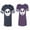 Men Navy / Women Purple, variant on Jack SkullUnisex Couple Matching Cotton Jersey style T-Shirt Contrasting stripes on sleeves (Men Navy / Women Black) (Men S / Women S)