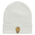 thumbnail image 5 of Melting Happy Face Embroidered 12 Inch Long Knitted Beanie - White OSFM, 5 of 5