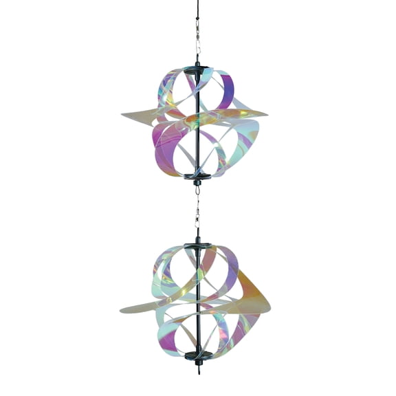 In the Breeze 2480— Iridescent Double Vortex Spinner — Mesmerizing and Colorful Hanging Wind Spinner
