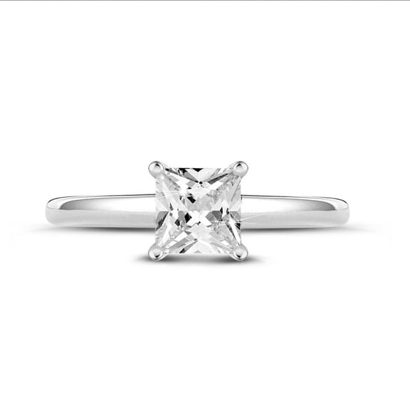 Eloya Jewel Princess Cut Moissanite Ring - 1.81 Ct Moissanite Wedding Ring for Women - 14K White Gold Plated Moissanite Engagement Rings - Proposal Ring for Her - Birthday Gifts for Fiancee