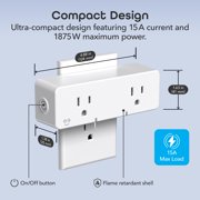 Geeni Switch Duo Double Smart Plug, White, 2 Outlets, Works with Alexa and Google Home