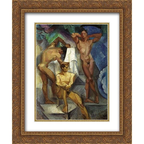 Georg Pauli 2x Matted 20x24 Gold Ornate Framed Art Print 'Young Bathers'