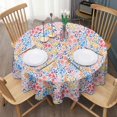 thumbnail image 3 of Pink Pioneer Flower Pattern Round Tablecloth 60"x60",Wrinkle Wipeable Table Cloth for Kitchen Dining Room Picnic Patio Party, 3 of 6