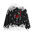 thumbnail image 4 of lcziwo Hoodies for Teen Girls Wine Glass Graphic Long Sleeve Oversized Sweatshirts Christmas Holiday Hooded Pullover Tops Winter Clothes, Black, 160, 4 of 7