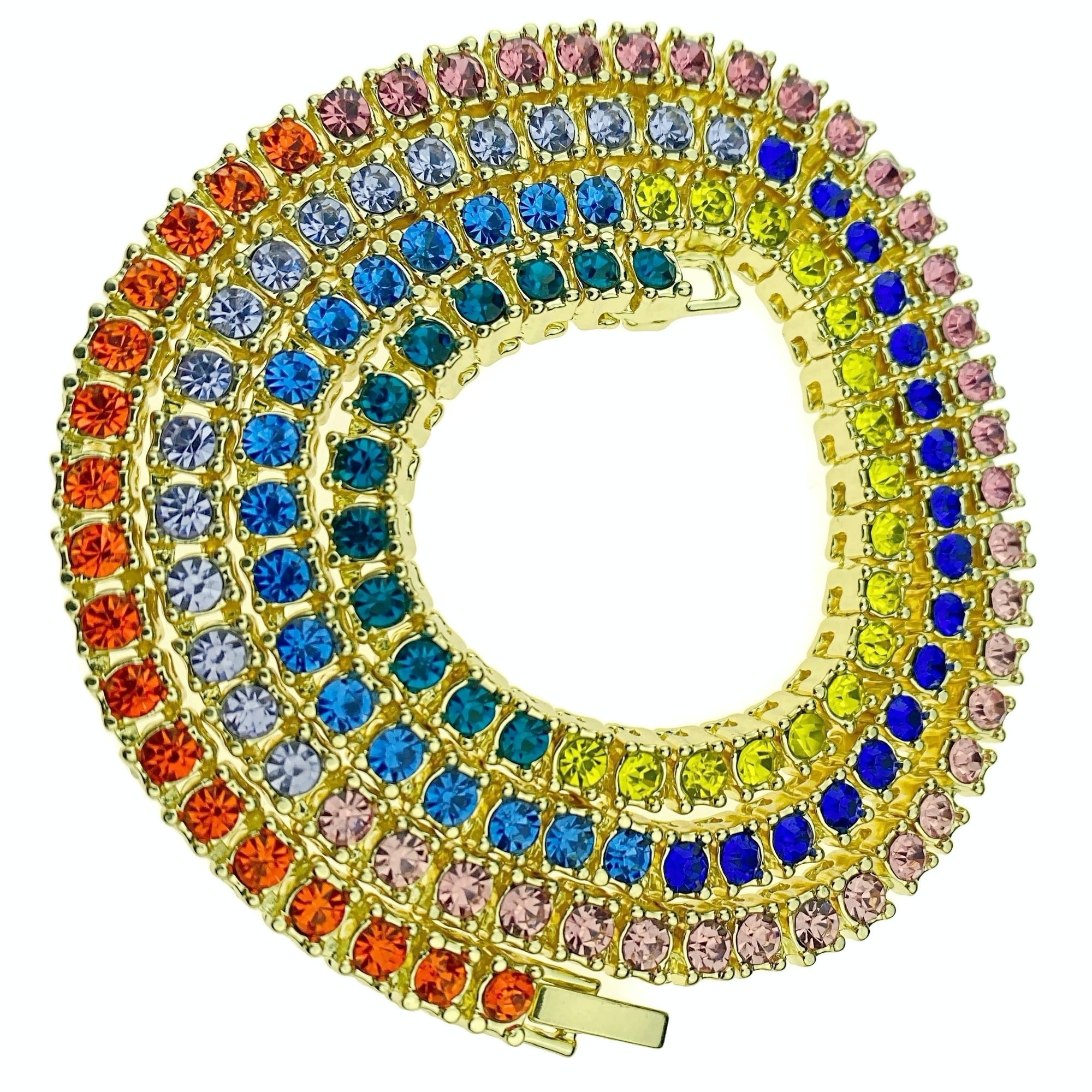 apop nyc Rainbow Sequins Sterling Silver Tri-Tone Chain Necklace 24 inch