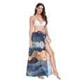 thumbnail image 2 of FORMRS Womens Long Sarong Beach Wrap Semi-Sheer Bikini Skirt Bathing Swimsuit Cover Up, Green Mountains, 2 of 7