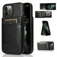 thumbnail image 3 of iPhone 13 Pro Case, Leather Wallet Case iPhone 13 Pro 6.1", PU Leather Case, Built in Stand Wallet Credit Card Holder Case 5 Card Slots Case For Apple iPhone 13 Pro, Black, 3 of 10