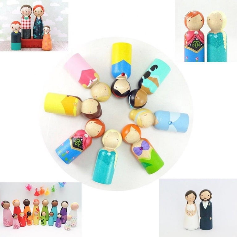 30 Pcs Unfinished Wooden Snowman Peg Dolls - Natural Wood Crafts For Painting, DIY Waldorf Toys