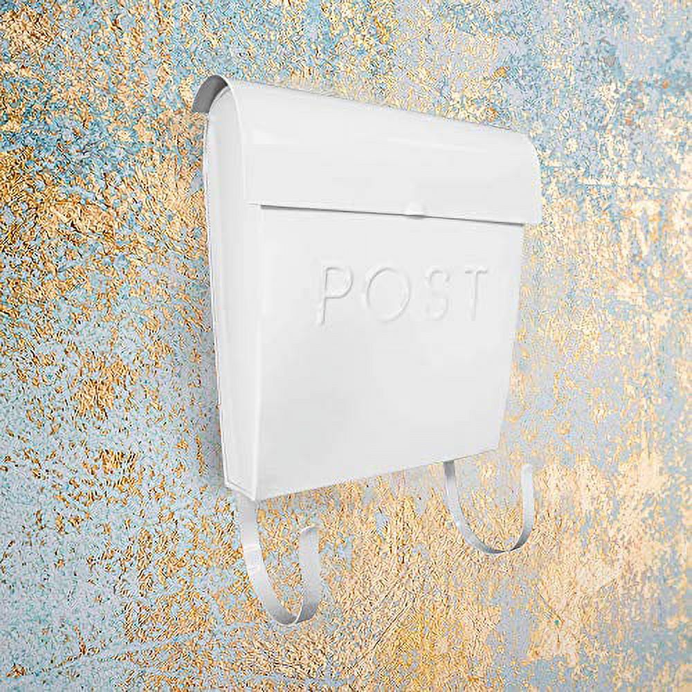 NACH Euro Series Modern Mailbox, Decorative Mail Holder, Wall Mount Mailboxes for Outside, Rust Resistant Galvanized Metal Mailbox, 12" x 11" x 4.5", White, MB-44768 - image 2 of 5