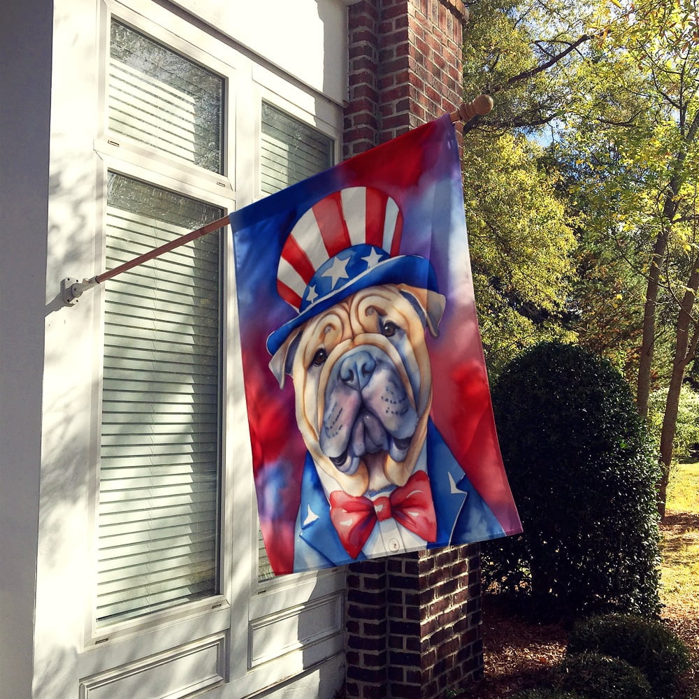 Shar Pei Patriotic American House Flag 28 in x 40 in