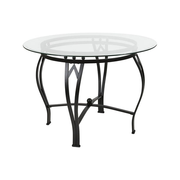 Offex 42 Round Glass Dining Table With, 42 Round Metal Table Top