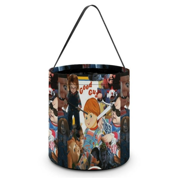 Chucky Candy Tote Bags Halloween Trick or Treat Bucket Bag Portable Collapsible Reusable Goody Handbag