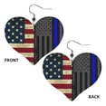 thumbnail image 2 of Heart Shaped Leather Earrings America Thin Blue Line Flag Leather Earrings Jewelry Gifts For Women, 2 of 6