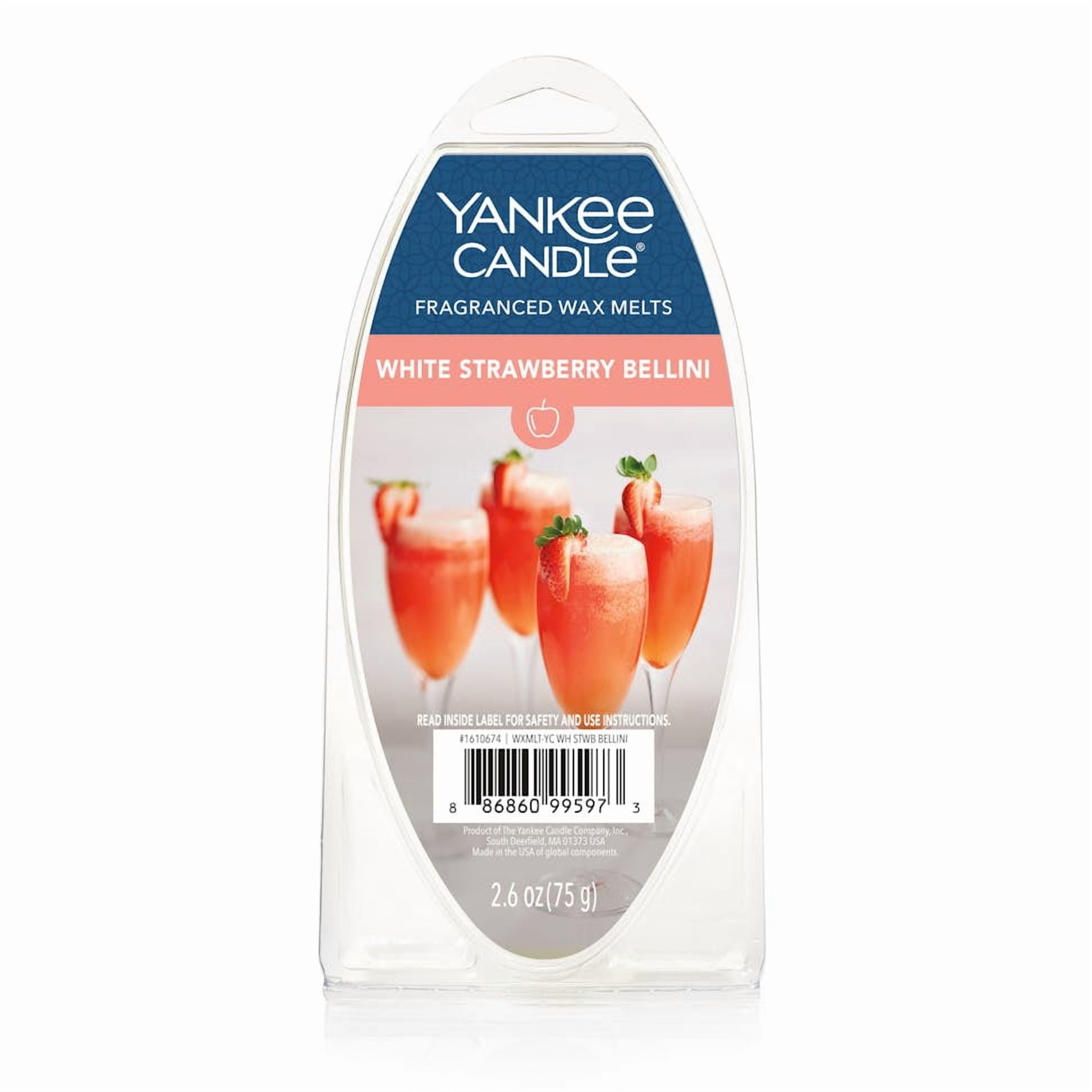 Yankee Candle White Strawberry Bellini Fragranced Wax Melts, 6 Wax Spheres per Package, Pack of 6 (36 Cubes Total)