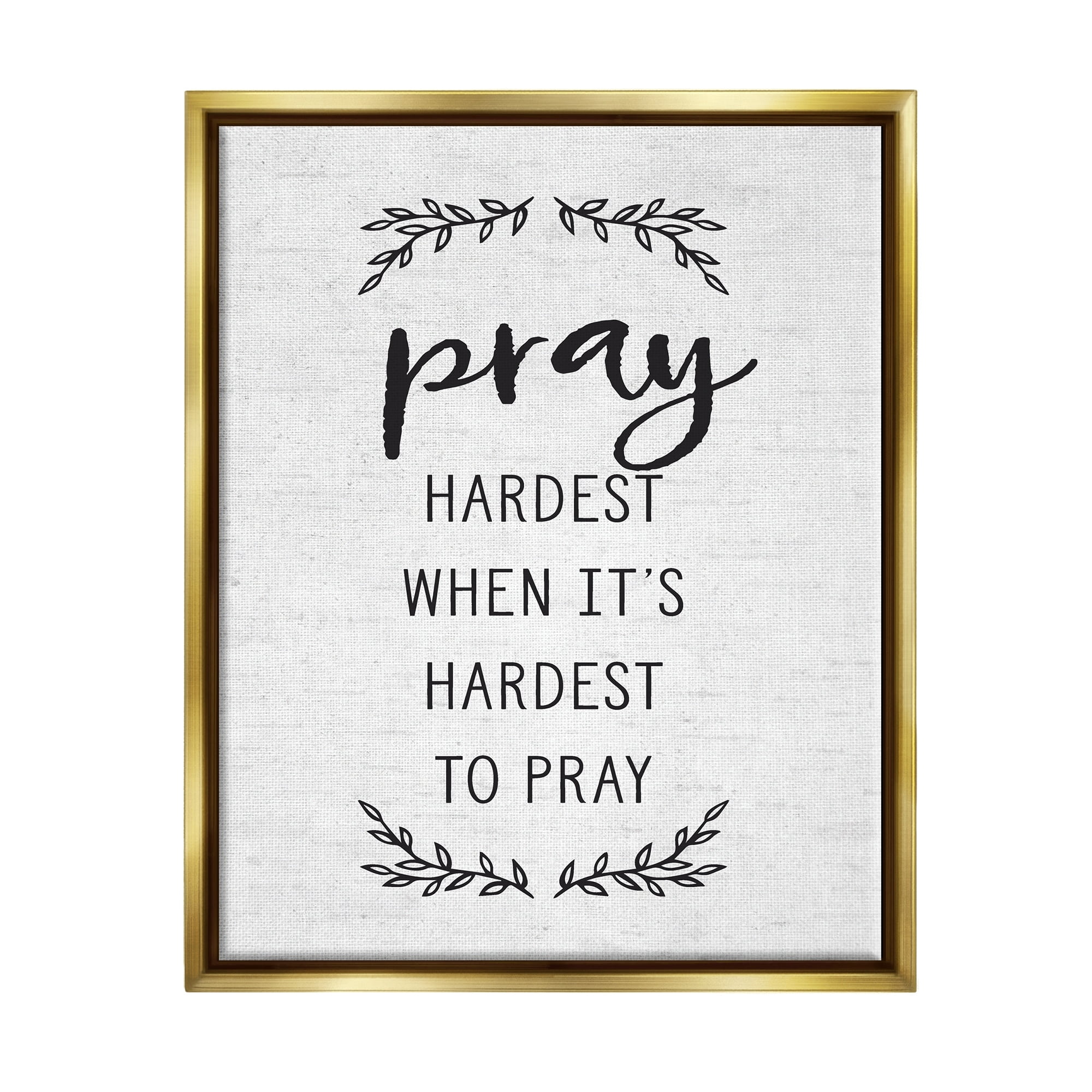 Stupell Industries Spiritual Prayer Uplifting Religious Quote Rustic Botanicals Graphic Art Metallic Gold Floating Framed Canvas Print Wall Art, Design by Lettered and Lined