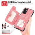 thumbnail image 4 of ELEHOLD for Samsung Galaxy S20+ Case with Ring Holder, Galaxy S20+ Wallet Case with RFID Blocking Card Holder Wristlet Strap, Magnetic Button Flip Folio Kickstand Shockproof Phone Cover,Pink, 4 of 10
