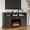 Dark Gray, variant on CozyHome Electric Fireplace TV Stand for 65"+ TV, Farmhouse Entertainment Center with 23" Electric Fireplace with Remote, Modern Rustic TV Console with Sliding Bar Door for Living Room, Gray