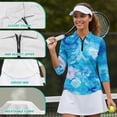 thumbnail image 6 of Uorisanigo Artistic Flowers Athletic Polo Workout Tops for Women Soft Fashionable Women's 3/4 Sleeve Athletic Golf Shirts Comfortable Dry-Fit Tennis Tops Workout Sports Daily Wear, 6 of 7